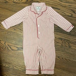 Petite Plume Romper Antique Red Ticking Stripe 18-24M